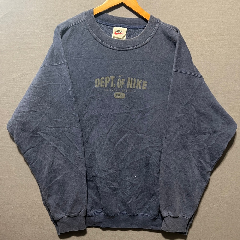 Vintage Nike Dept of Nike Sweatshirt Navy Blue Made in USA 90s Mens Large